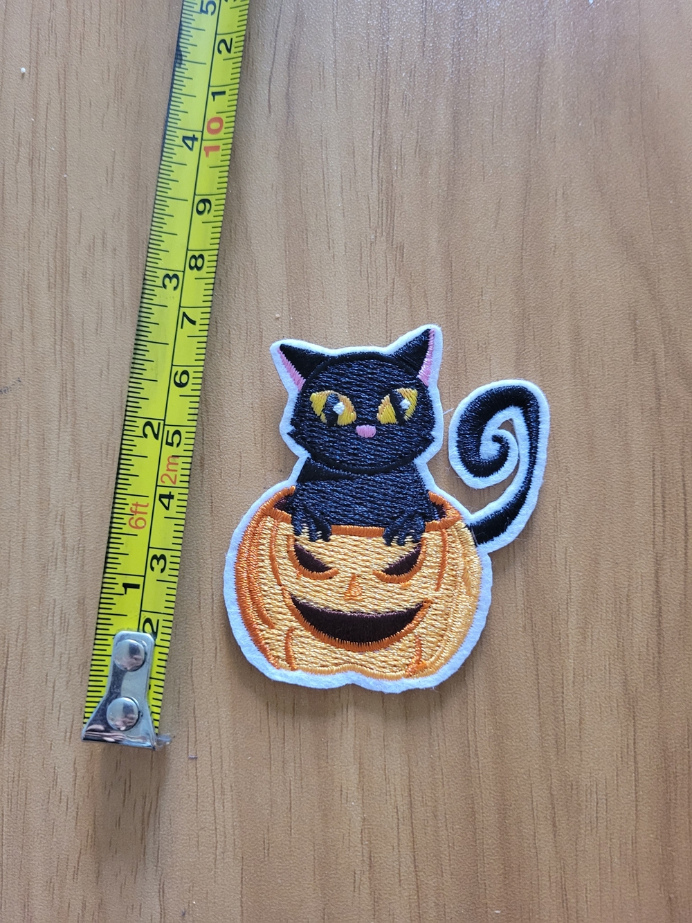 🎃BUY 2 GET 1 FREE🎃Black Cat on Orange Pumpkin Embroidered Patch